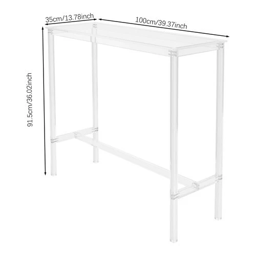 Mesa de Acrílico Altura de Mostrador, Mesa de Bar Larga Rectangular, Mesa de Bar para Cocina Foto 2 de 4