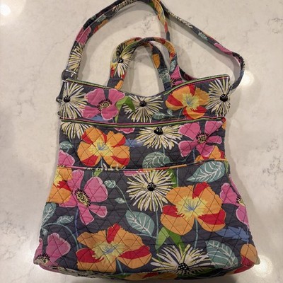 Very Bradley Jazzy Blooms 2013 Retired Colorful Floral Tote Bag Crossbody Purse