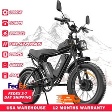 YVY 20" Fat Tire 52V 3000W 40Ah Electric Bike 37MPH Dual Motor w/ Free Shipping