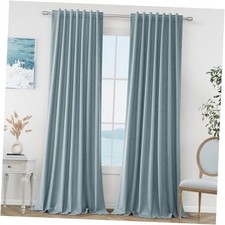 Linen Blackout Curtains 84 Inch Length 2 Panels 52"W x 84"L Pack of 2 Blue
