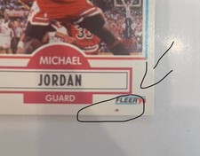 1990-1Michael Jordan Fleer  #26.  Ink spot on lower right corner.  UER Error. 