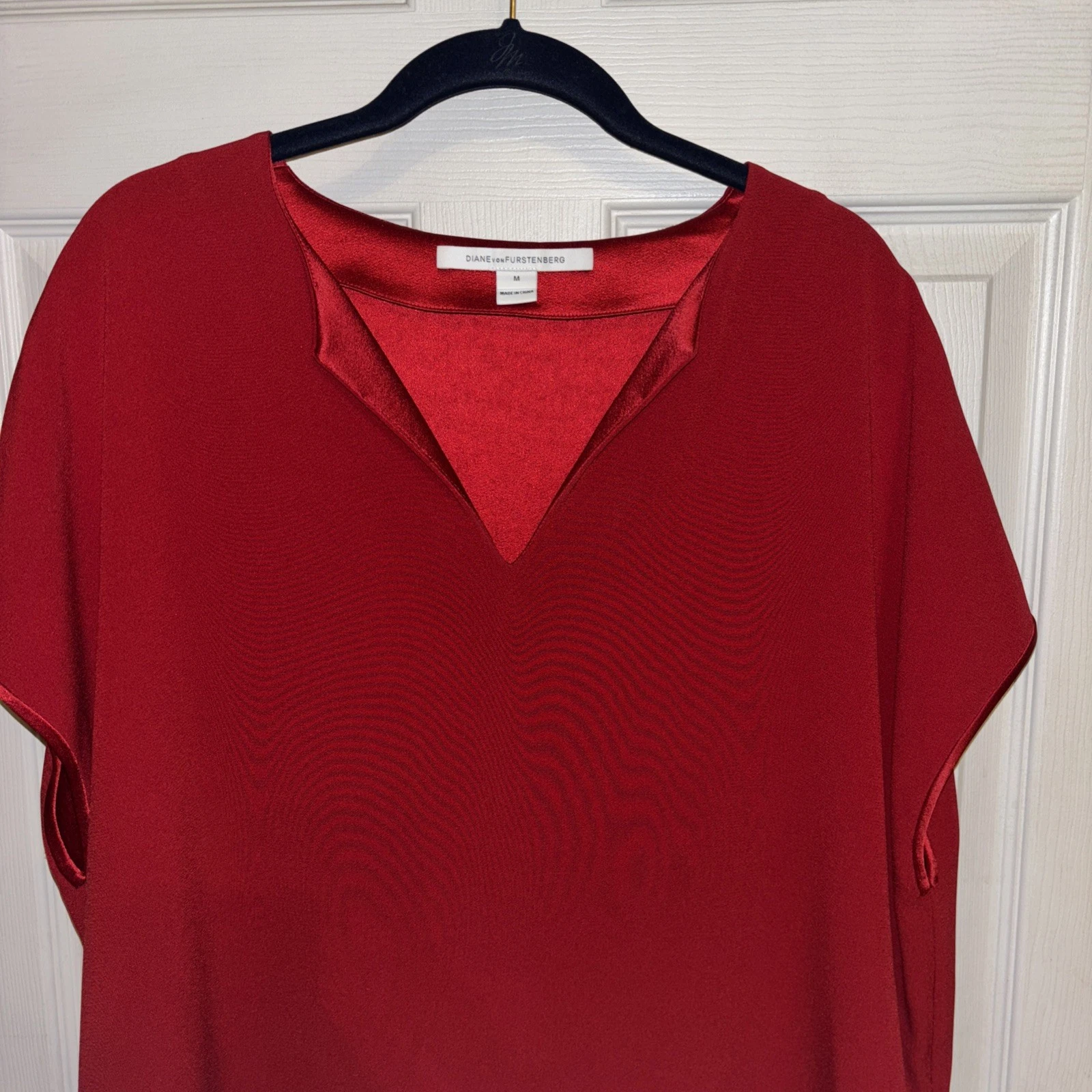 VALENTINO Abito Diane Von Furstenberg taglia M Kora Boxy rosso tubino scollo a V raso retro crepe