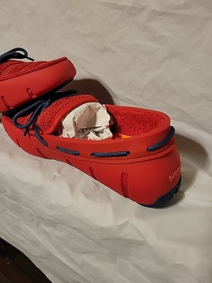 SWIMS Mens Size 8 Red Ensign Blue Slip On Terry Knit Loafers Shoes SWIMS Mens Size 8 Red Ensign Blue Slip On Terry Knit Loafers  main image 4