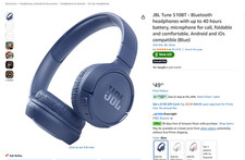 JBL Tune 510BT wireless on-ear headphones, blue, New in box