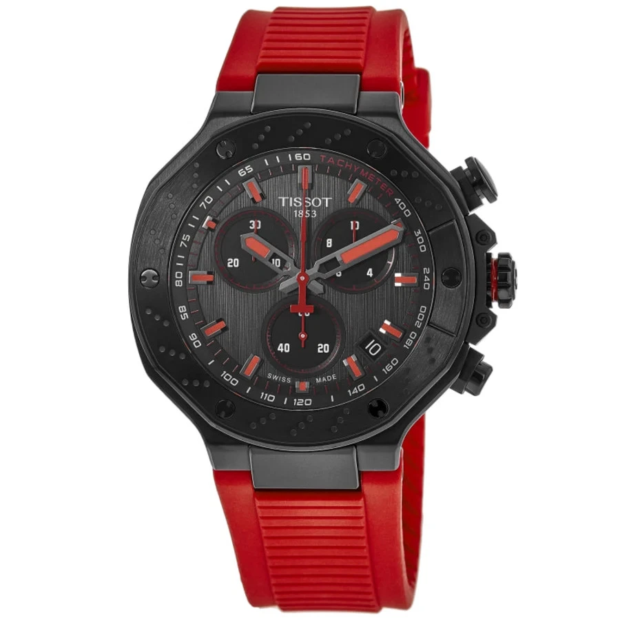Nuevo reloj para hombre Tissot T-Race cronógrafo esfera gris goma T141.417.37.061.01