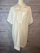 Anthropologie White Cotton Semi-Sheer Shirt Dress Medium