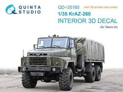 Quinta Studio 1/35 KrAZ-260 3D-Printed & colour Interior on decal (Takom)