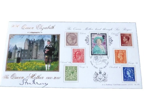 GB 2002 QUEEN MOTHER BRADBURY FDC  COVER No. 191 SIGNED BY EARL OF STRATHMORE