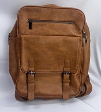 Metro Muse Brown Faux Leather Backpack Caramel Travel Laptop Bag