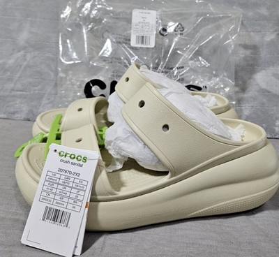 Crocs Crush Sandal Platform 2 Strap Women's Size 10 Men's Size 8 Bone 207670