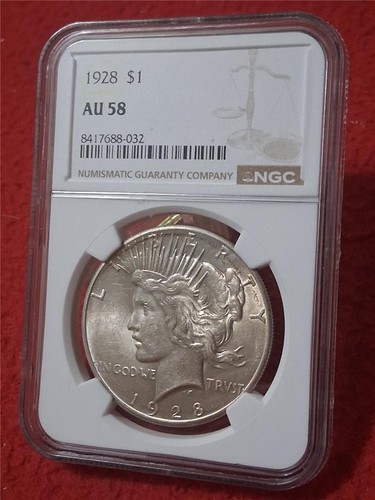 1928 $1 Silver Peace Dollar NGC AU 58 #MF-2740