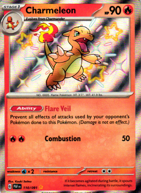 Pokemon TCG Charmeleon 110/091 Paldean Fates Baby Shiny Rare Holo