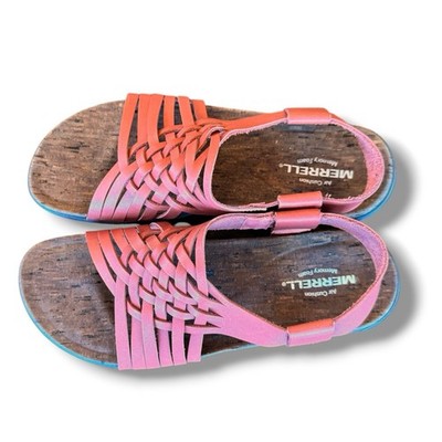 Merrell District Mahana Backstrap Woven Leather Sandal Redwood Women s Size 8