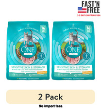 2 pack Purina ONE Plus, Sensitive Skin Stomach, Dry Cat Food, Turkey, 16 lb