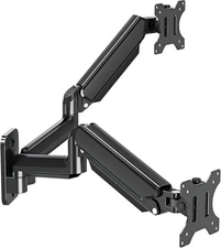 Dual Monitor Wall Mount for 13 to 32 Inch Computer Screens, Black 
