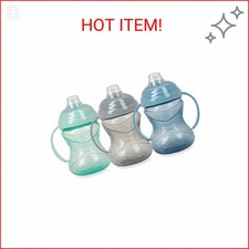 Nuby 3 Piece No-Spill Grip N Sip Cup with Soft Flex Spout, 2 Handle with Clik I
