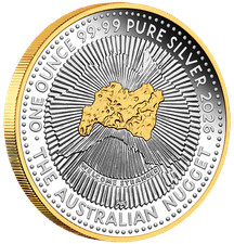 2026 P Australian Gold Nugget Program 1oz Silver Proof Gilded Coin