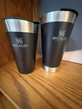 Stanley 16 Oz Stainless Steel Beer Pint Lid Opener Black w/ Bonus Tumbler NWT