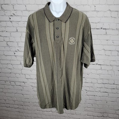 Corpus Christi Country Club Black Tan Striped Short Sleeve Golf Polo Shirt XXL