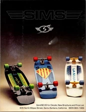 1970s  • SIMS SKATE print ad • 1979 Skateboard Deck • ADS-29