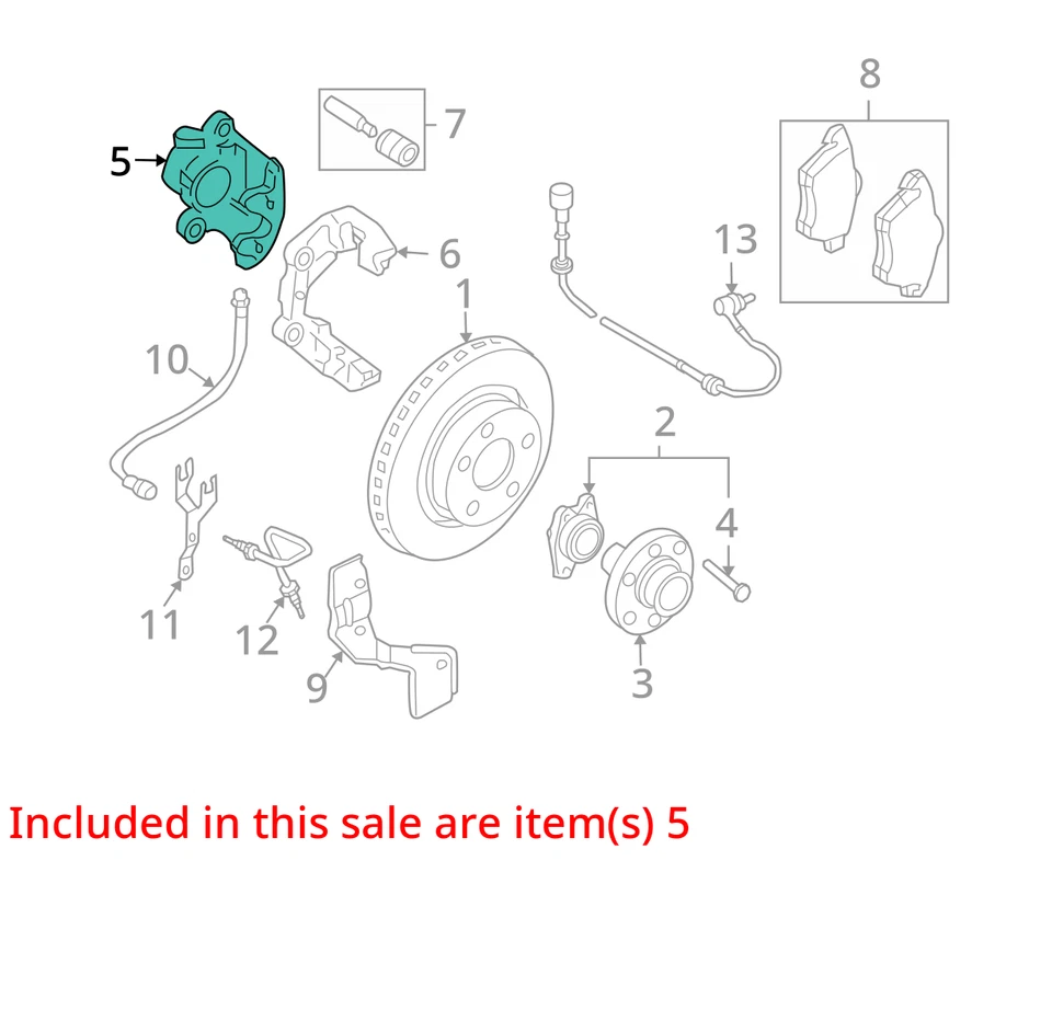 Pinza de freno delantera izquierda Audi A4 Quattro 1996-2006 YA1WR Foto 2 de 3
