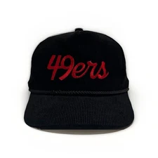 Vintage San Francisco 49ers Hat Cap Script Rope Strap Back Youngan Corduroy Rare