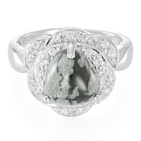 Cavill Damenring 925 Silber Snowflake Obsidian 2,73Ct Zirkon Echtschmuck