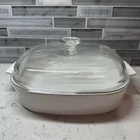 VTG~Cookmates by Corning KA-SK-10 White 10" Square Casserole w/Pyrex A-12-C Lid