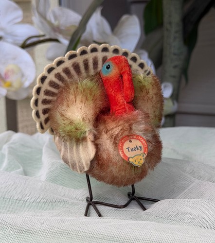 Vintage Steiff Tucky Turkey 4” Mohair Complete IDs Germany