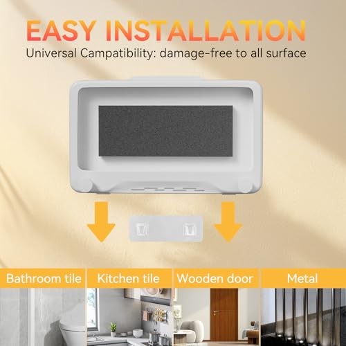 Waterproof Shower Phone Holder, Rotatable Phone Mount for Bathtub, White - 第 8/8 張圖片