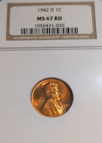 1942 D LINCOLN CENT NGC MS67 RED