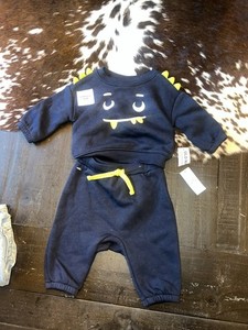 Old Navy Baby Boys Monster Sweatsuit Navy Blue 0-3 Months New