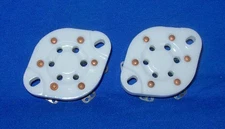 Pair New Ceramic 6 pin Vacuum Tube Sockets for 6D6, 41, 42, 77, 78, RK-49, etc