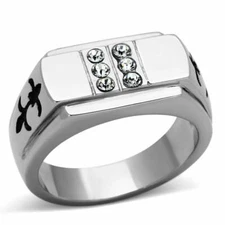 TK1071 - High polished (no plating) Stainless Steel Ring with Top Grade Crystal