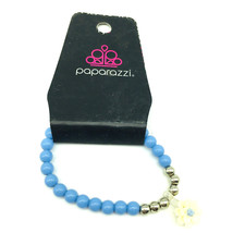 NEW PAPARAZZI Blue Flower Romantic SPRING Silver Stretch Bracelet