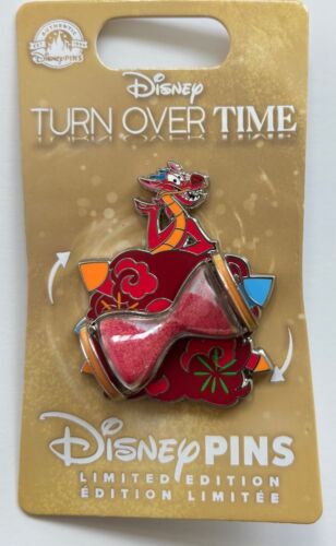 Disney Turn Over Time Series Mushu Dragon Mulan Hour Glass LE Pin & Card - Picture 1 of 1