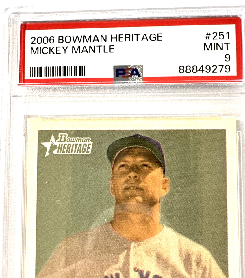 2006 Bowman Heritage 251 Mickey Mantle HOF NY Yankees PSA 9 Mint RARE💥⚾ - Image 3 of 4