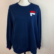 FILA French Terry Crew Neck Logo Pullover Sweater Size M