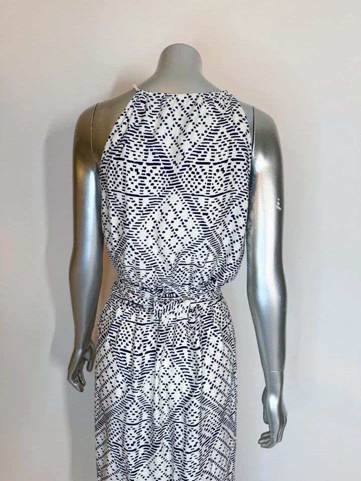 Maxi vestido para mujer Three Dots pequeño estampado de diamantes azules  Foto 3 de 4