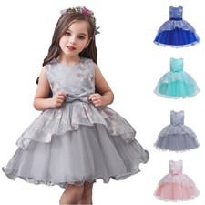Baby Girl Birthday Princess Lace Dress Tutu Wedding Formal Party Pageant Gown