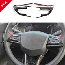 For Cadillac XT4 2019-2022 Wood Grain Steering Wheel Sticker Cover Trim 2PCS Fit