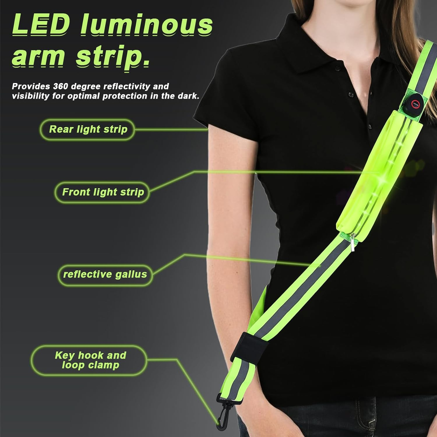 MUMUQ LED Reflektoren Gürtel - USB-aufladbar Mit 2 Reflektorbändern Für Sport