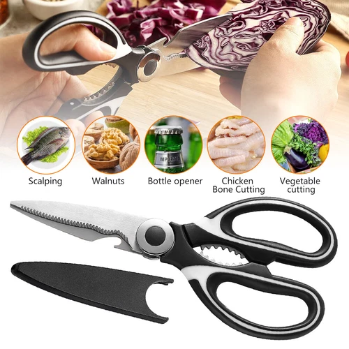 2 Stainless Steel Kitchen Shears Heavy Duty Scissors for Meat Fish Chicken Bones - Picture 7 of 13