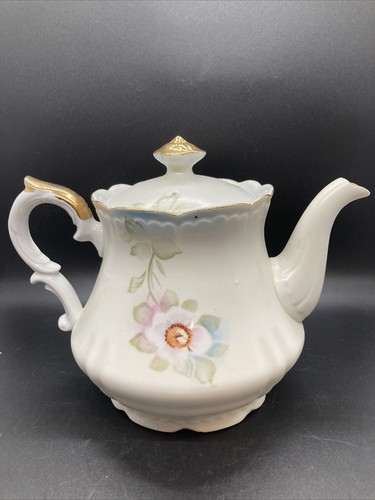 Lefton Porcelain Teapot Magnolia Collection Handpainted Gold Trim 4 cup KF2519 - Picture 2 of 12