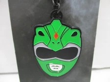 Power Rangers Green Key Chain Metal 2018 Ranger Sabans Ring Black Flat New