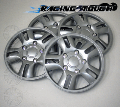 Set Of 4 15-Inch Metallic Silver Hubcaps - Replacement Wheel Covers #006, Universal Fit