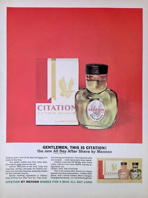Print Ad 1963 Mennen Citation After Shave Works for Men All Day Long Masculine 