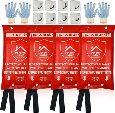 Ultimate Outdoor Safety Kit: 4 Extra Large Fire Blankets & Gloves for Protection
