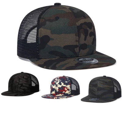 Mens Womens Camouflage Trucker Mesh Baseball Hat Hip Hop Breathable Snapback Cap