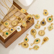 1 Pcs Steel Plated 18k With Zircon Charms Pendant DIY Jewelry Earring Making